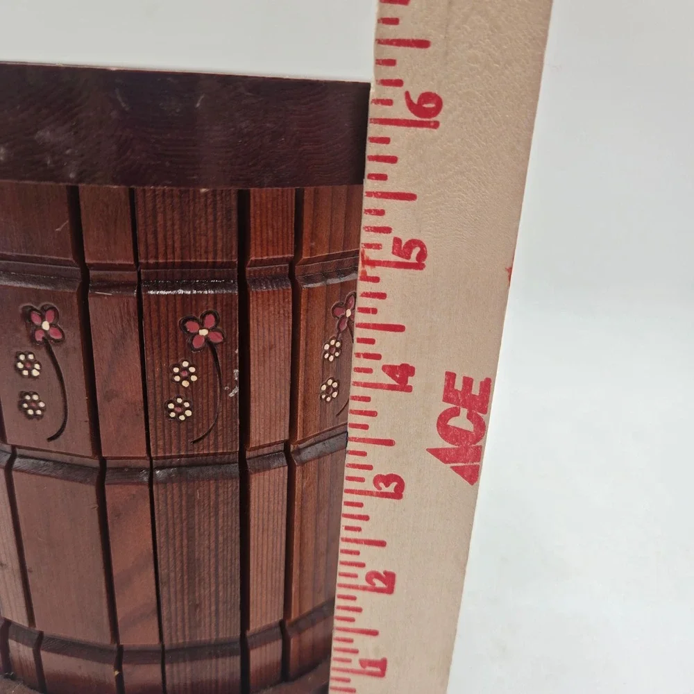 Redwood Planters & Crafts by Luke Wooden Barrel Planter Hand Painted Floral